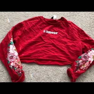 Forever 21 Red Floral Crop Top